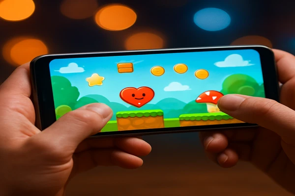 একজন ব্যবহারকারী তার স্মার্টফোনে সহজে অনলাইন গেম খেলে আনন্দ পাচ্ছেন