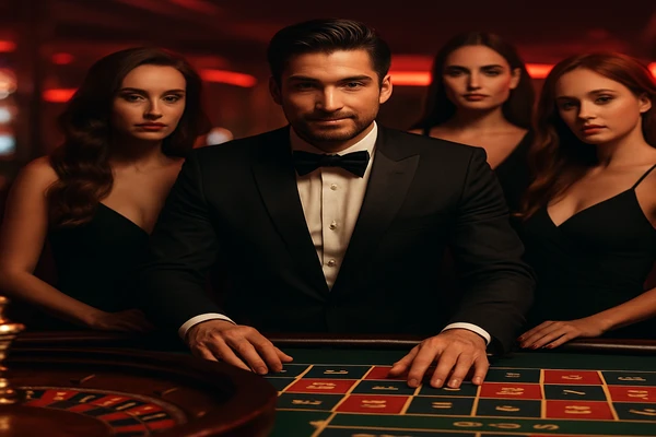 একজন পুরুষ অনলাইন খেলার জয় উদযাপন করছেন, চারপাশে গেমিং প্রতীকের দৃশ্য ভেসে উঠছে